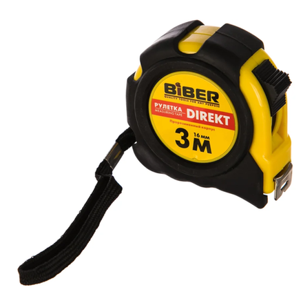 40102 БИБЕР Рулетка "DIREKT" обрезиненный корпус 3м х 16мм