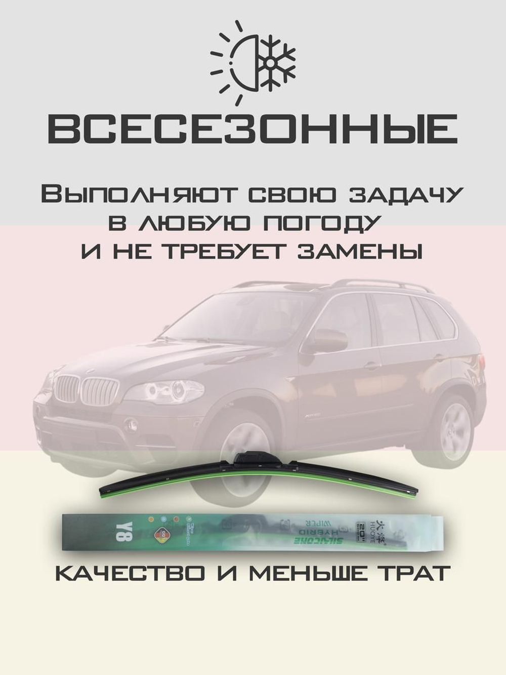 Щетки стеклоочистителя HUOYE Y8 600/500 мм на BMW X5 | Push button