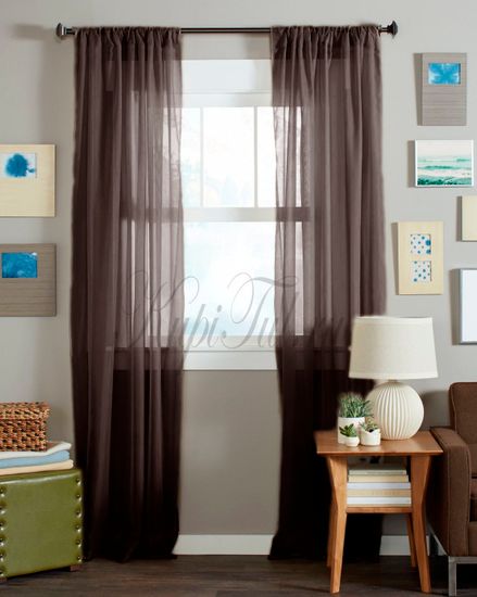 Длинные шторы. Тюль Basica-2 (микровуаль венге)