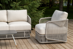 "Альбано" лаунж-зона 5-местная плетеная из роупа (веревки), каркас алюминиевый светло-серый, роуп серый меланж