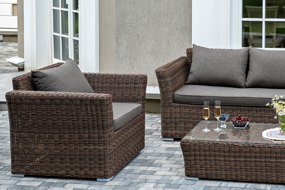 "Капучино" лаунж-зона из искусственного ротанга, цвет коричневый