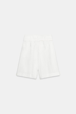 ZARA ШОРТЫ С ПОЯСОМ-БАНТОМ, БЕЛЫЙ