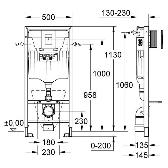 Инсталляция Grohe Rapid SL 38775001 для унитаза подвесного с панелью смыва Skate Cosmopolitan