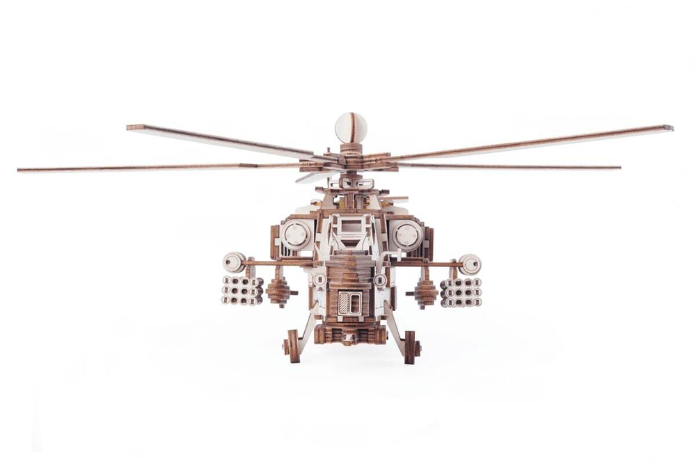 Вертолёт "Ночной Охотник" от Lemmo - Деревянный конструктор, 3D пазл, сборная модель