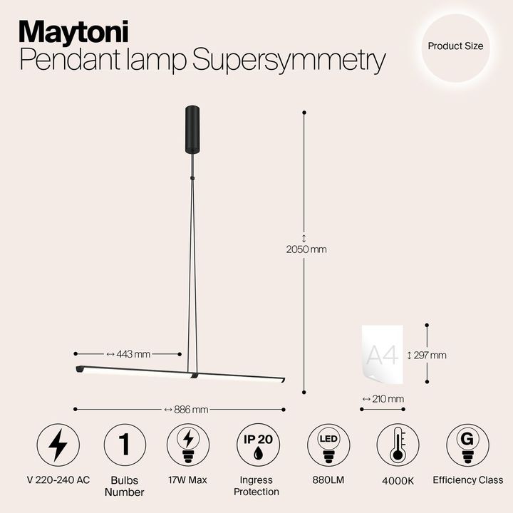 Подвесной светодиодный светильник Maytoni Supersymmetry P096PL-L11BK