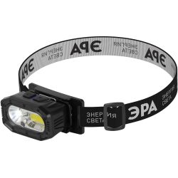 Фонарь налобный светодиодный ЭРА GA-814 аккумуляторный 5 Вт COB + 5 Вт LED 5 режимов сенсорное управление