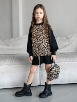Костюм для девочки с юбкой леопардовый