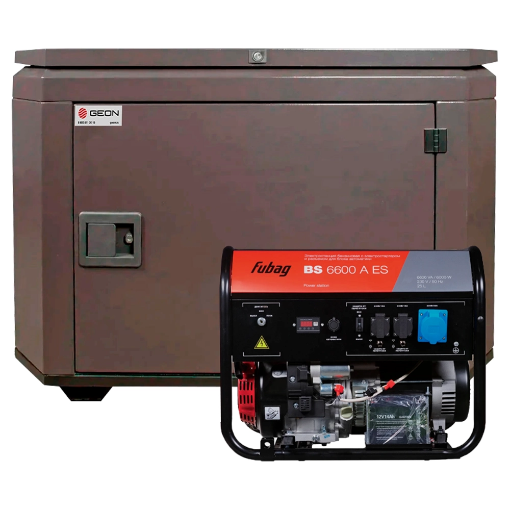Бензиновый генератор FUBAG BS 6600 AES с кожухом Geon 1400SS RAL 8019