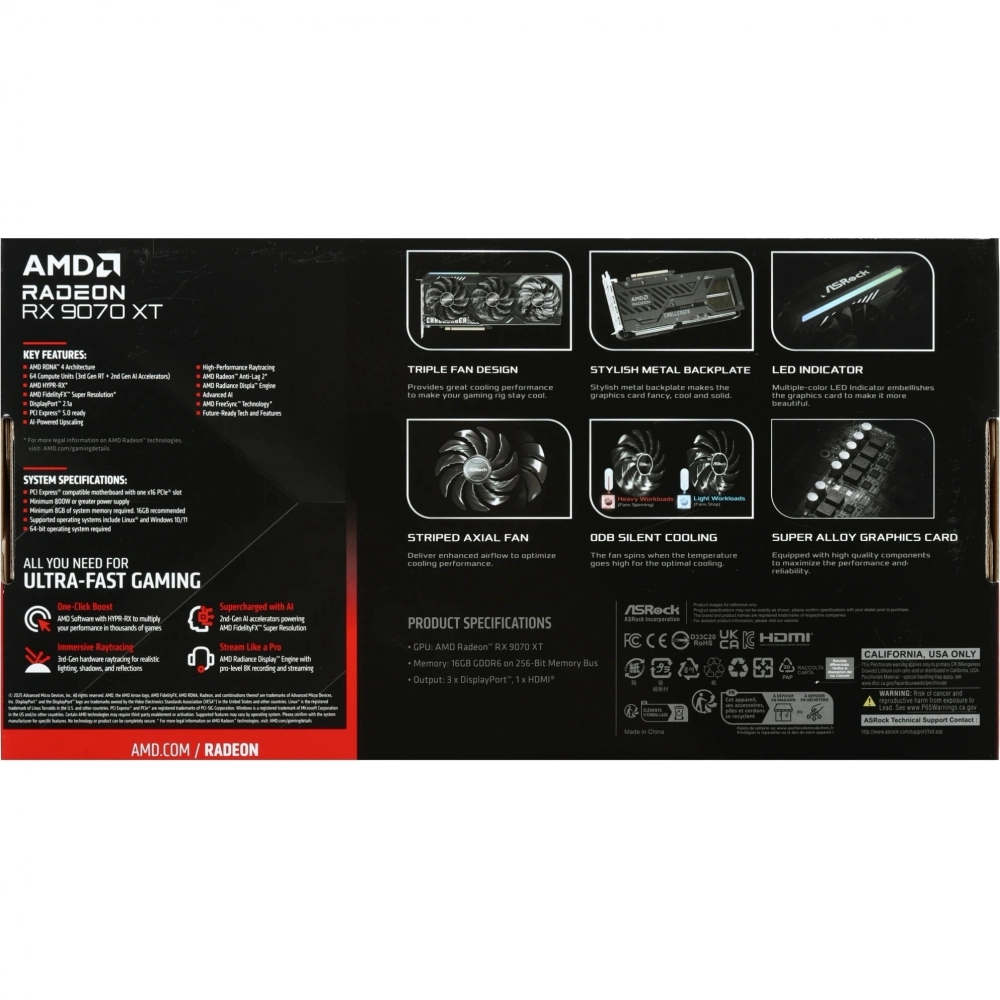 Видеокарта ASRock Radeon RX 9070 XT Challenger 16GB (RX9070XT CL 16G)