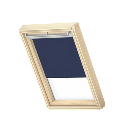 Рулонная штора на крючках для окон VELUX 114х118 синяя синяя (Аналог)
