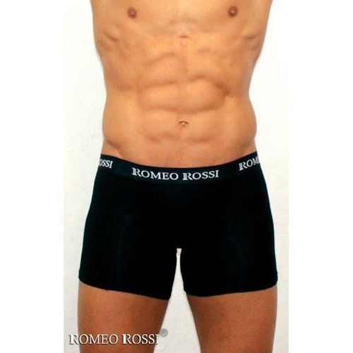 Мужские трусы боксеры удлиненные c резинкой Romeo Rossi черные RR7001-02
