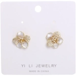 Серьги из гиппоалергенного металла со стразами «ПАЛУМНА», лилия, цвет золото и серебро, 1,3-dсм