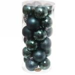 Новогодние шары 6 см (набор 24 шт) «Микс фактур», темный нефрит