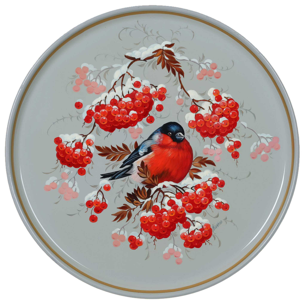 Жостовский поднос декоративный, размер 37 см (A14), металлический