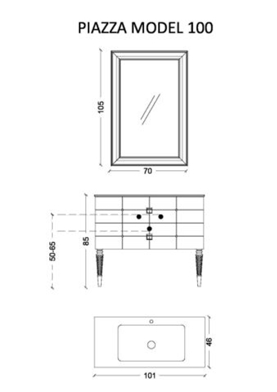 Тумба Armadi Art Piazza 100 черная + золото 841-100-BG