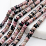 Родонит бусины, рондель, размер около 2,2*4,3 мм, цена за отрезок 19 см (1/2 нити)