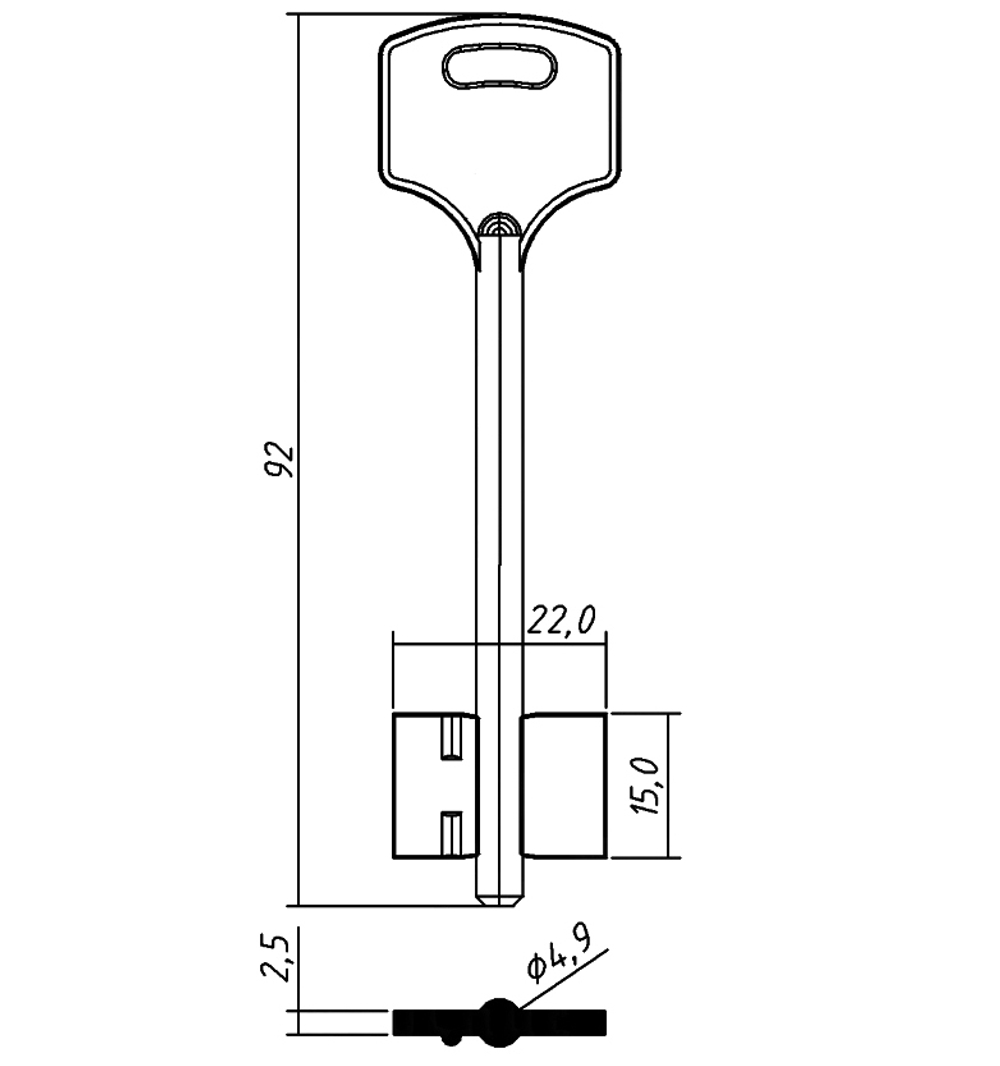 Заготовка сувальдного ключа 14209 ELB13D