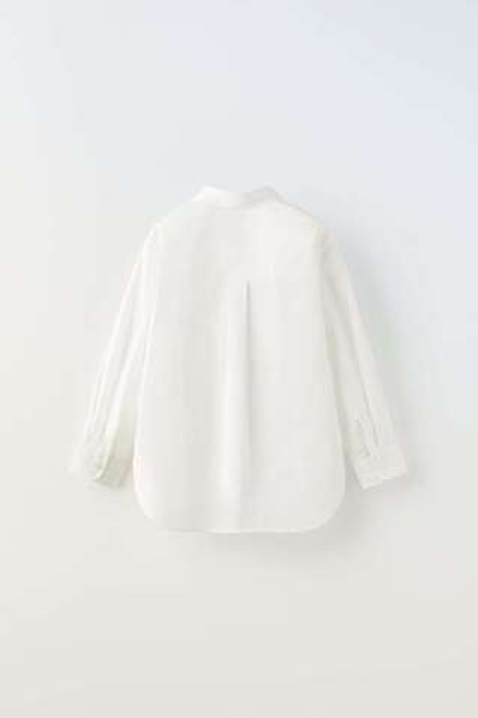 ZARA РУБАШКА ИЗ ПОПЛИНА, БЕЛЫЙ