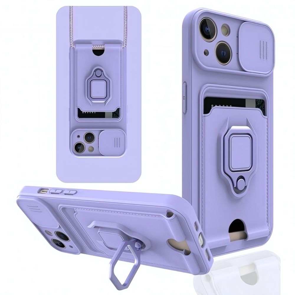 Чехол на iPhone 13 Pro Max с защитой камеры, магнитным держателем и подставкой, 013036 Тёмно-синий CM