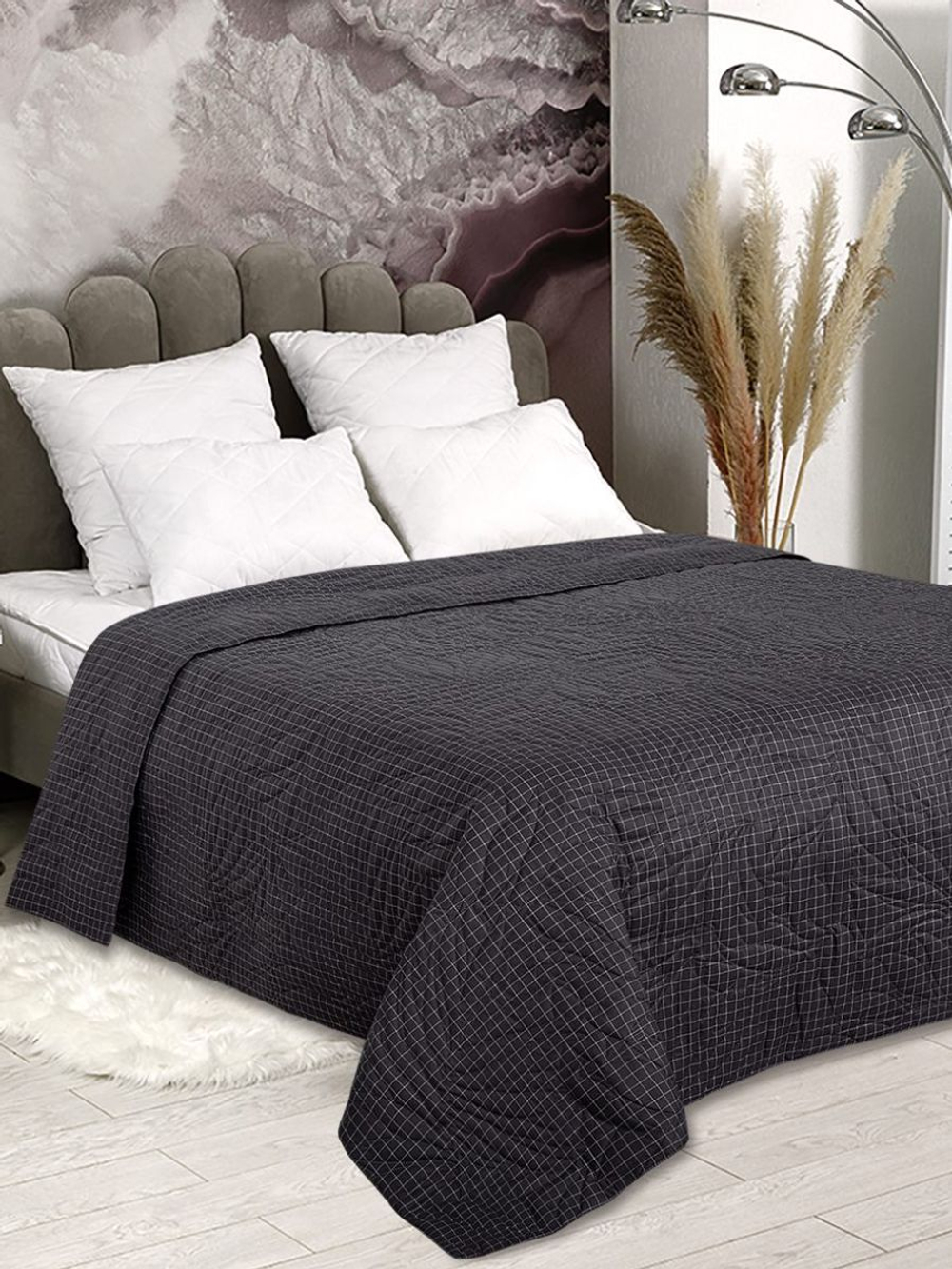 Покрывало на кровать, стеганое, поплин с размерами 215х220