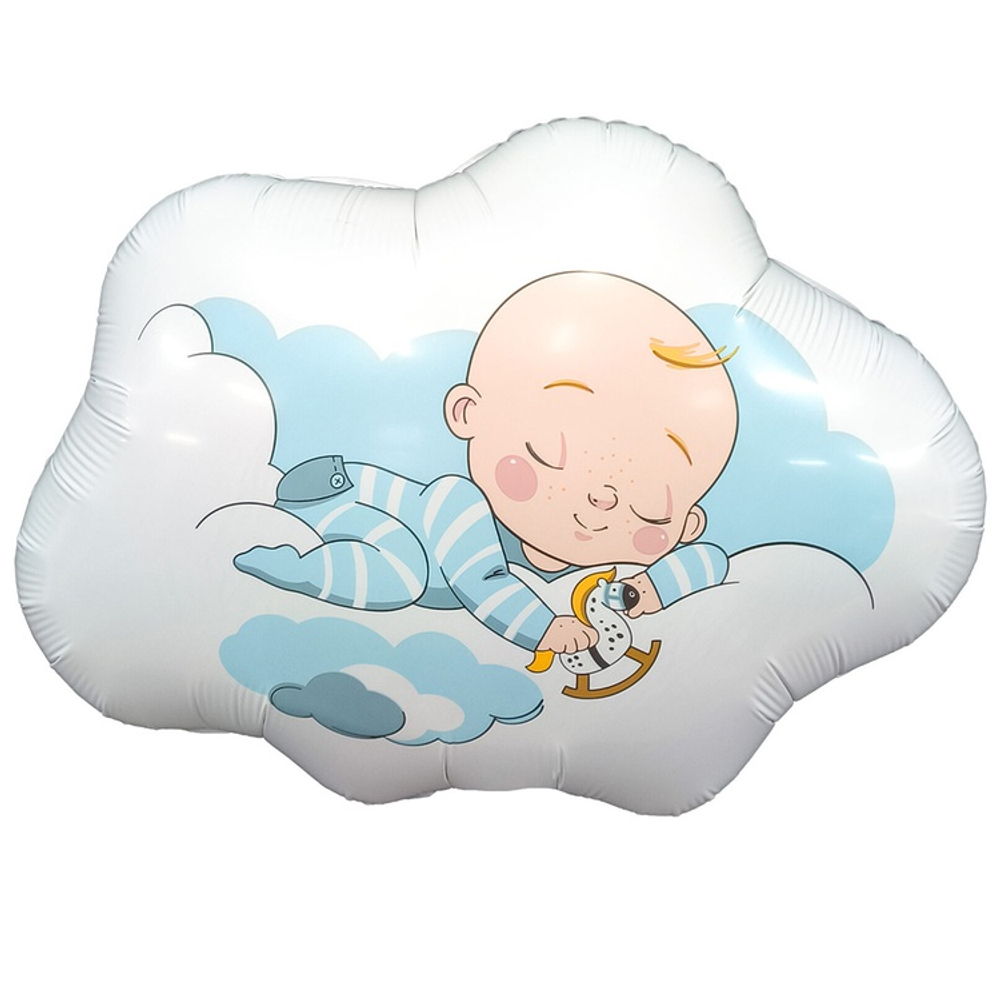 Шар Фольгированный Малыш в облаках (Голубой)