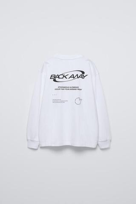 ZARA ЛОНГСЛИВ С НАДПИСЬЮ, ЭКРЮ
