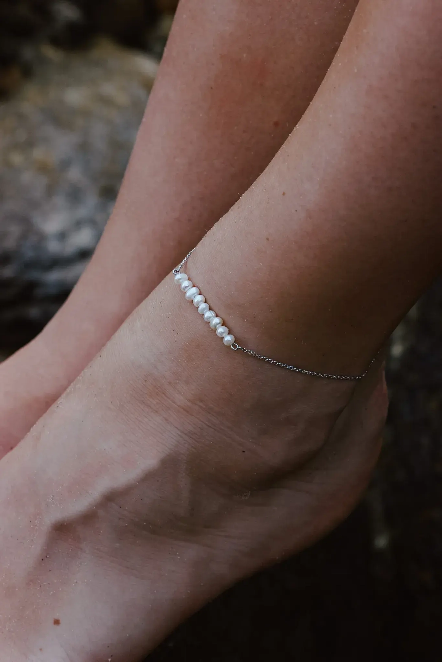 Браслет на ногу (анклет) с культ. жемчугом Base Pearl