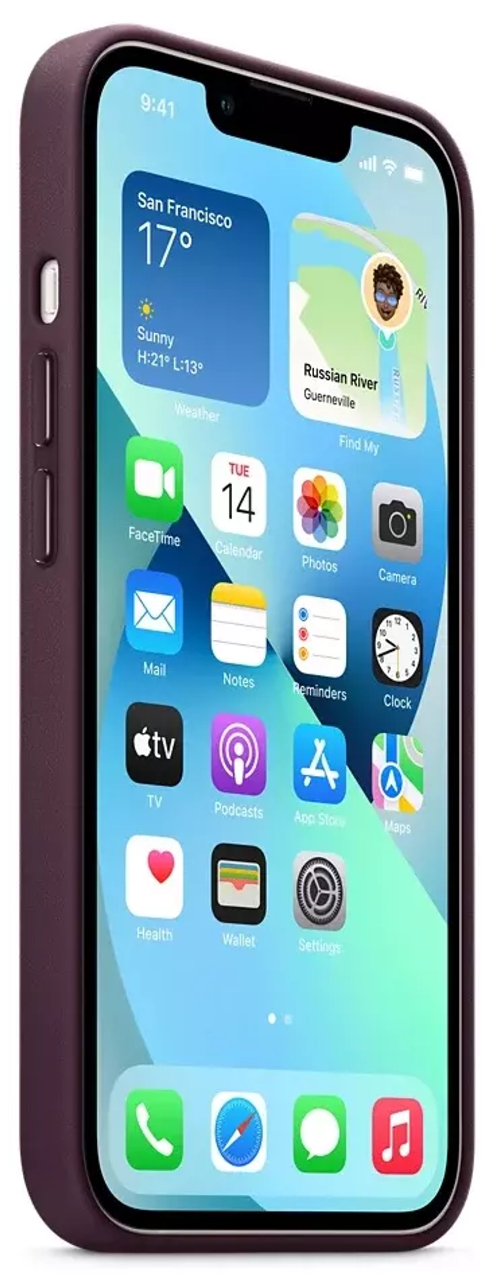 Чехол кожаный для IPhone 13 mini Dark Cherry (MM0G3ZE/A)