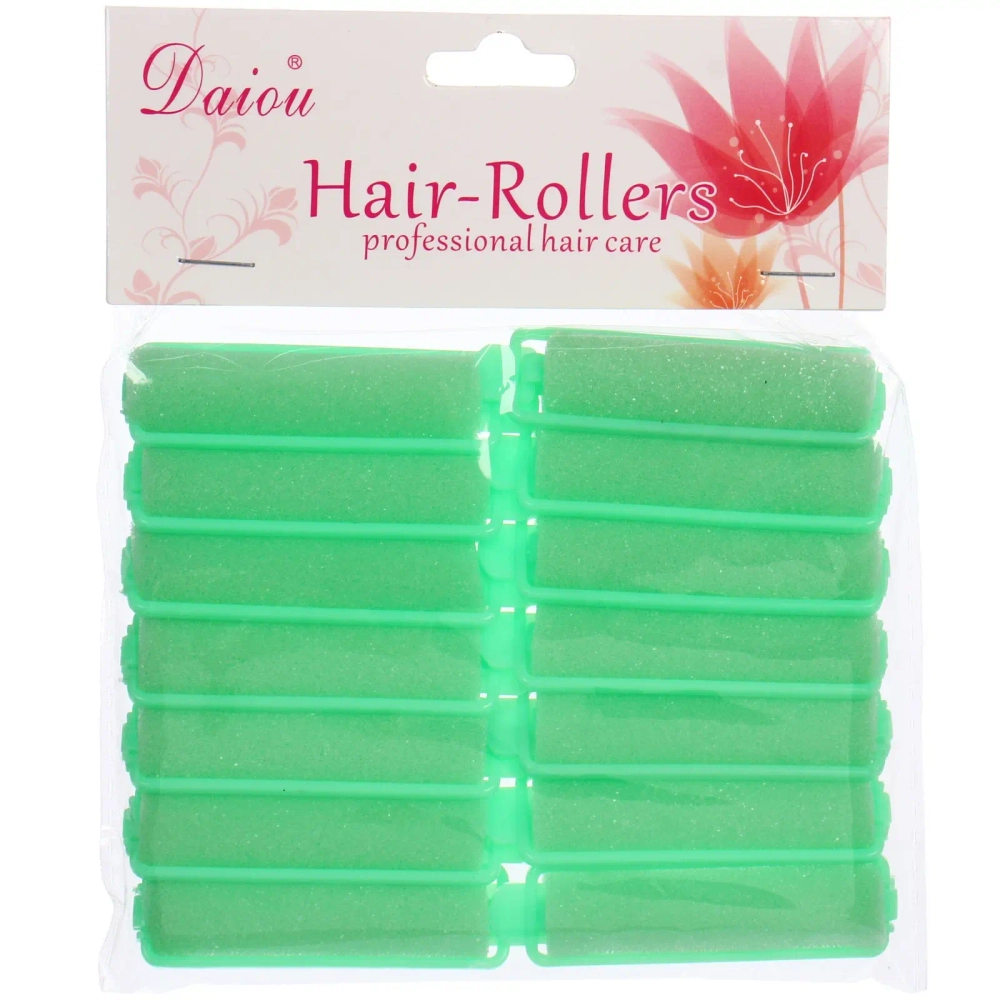 Бигуди поролоновые с зажимом 14шт,зеленые, d=15мм