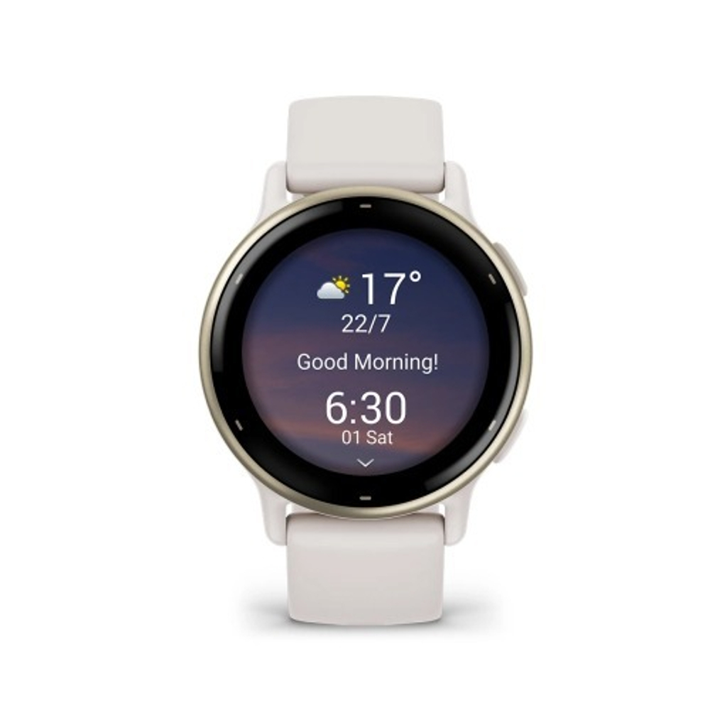 Смарт часы Garmin Vivoactive 5 цвета слоновой кости с золотистым безелем и силиконовым ремешком