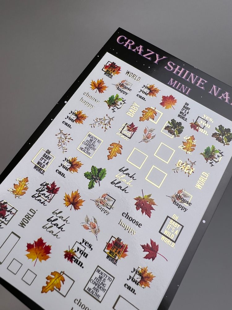 Слайдер-дизайн Crazy Shine Nails mini foil: Золотые листочки