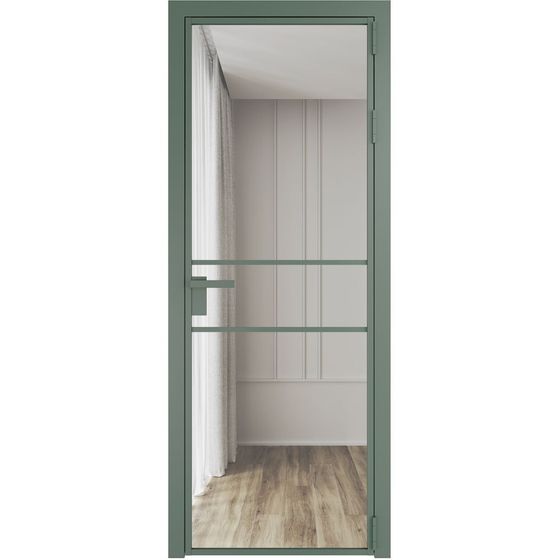 Алюминиевая дверь 2AG зелёный воск остеклённая