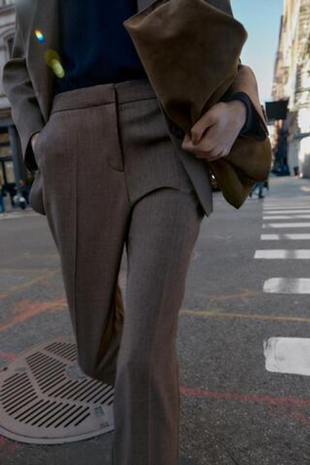 ZARA БРЮКИ С ПУГОВИЦАМИ СНИЗУ, КОРИЧНЕВЫЙ