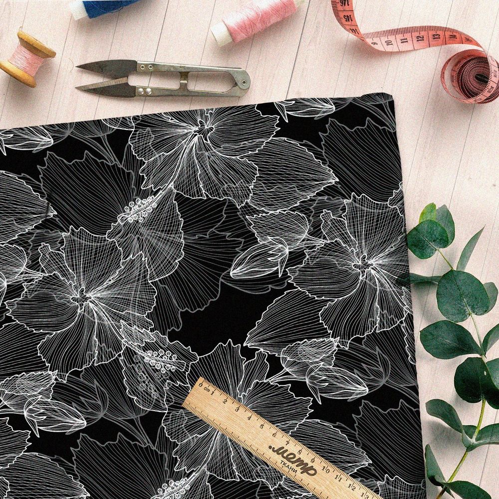 Ткань барби прозрачные цветы паутинкой