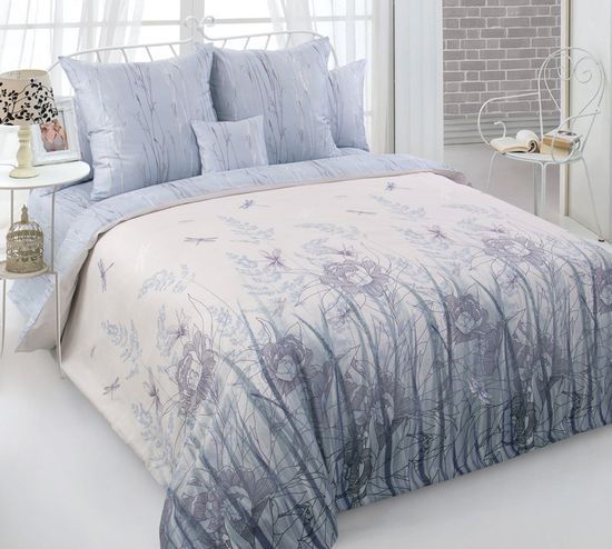 Евро комплект постельного белья Утренний туман сатин
