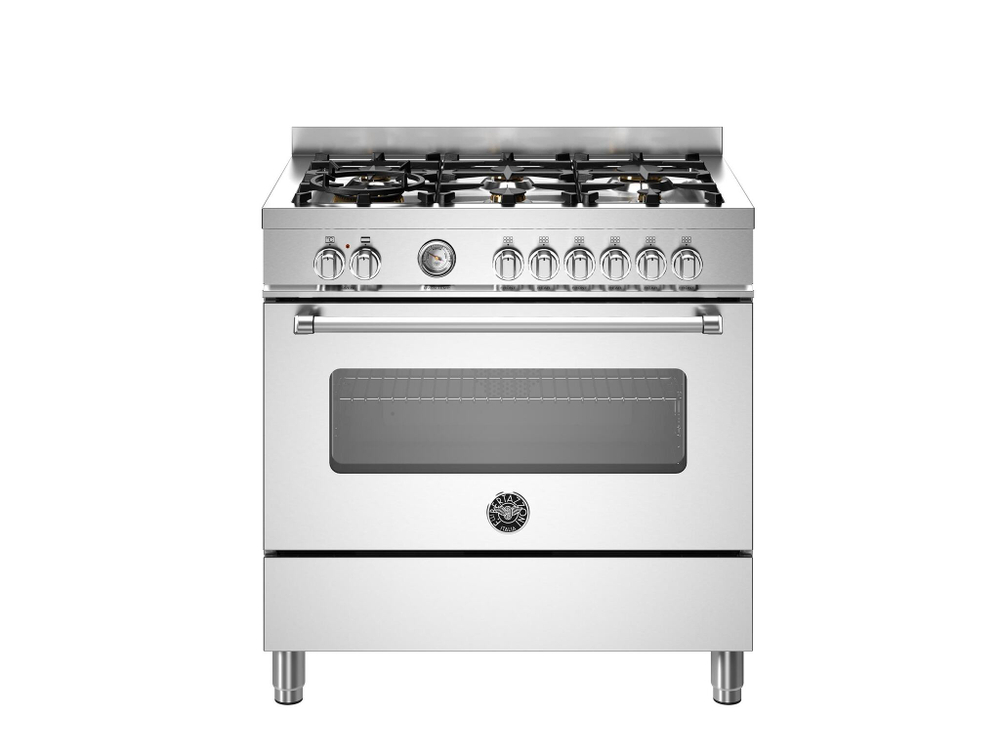 Варочный центр Bertazzoni, 6 конфорок, электрический духовой шкаф, Master, 90 см Нержавеющая сталь