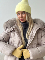 Пуховик Fresh миди с кулиской бежевый