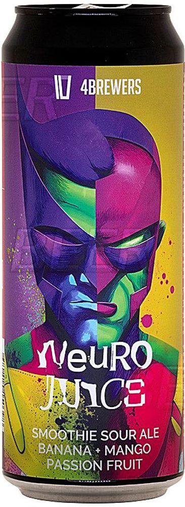 Пиво Четыре пивовара Нейро Джус Банан + Манго + Маракуйя / 4BREWERS Neuro Juice Banana + Mango + Passion Fruit 0.45 - банка