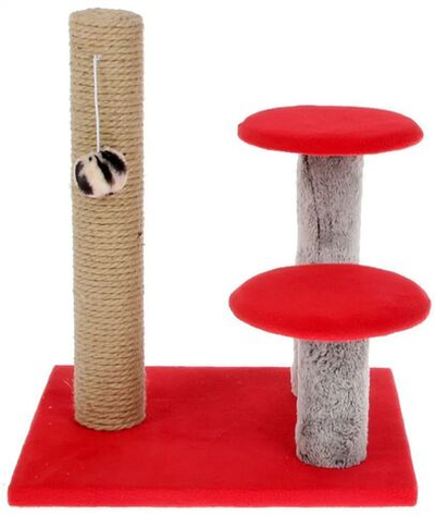 Когтеточка Lowcost Стоблик с двумя грибами, 43х36х31 см