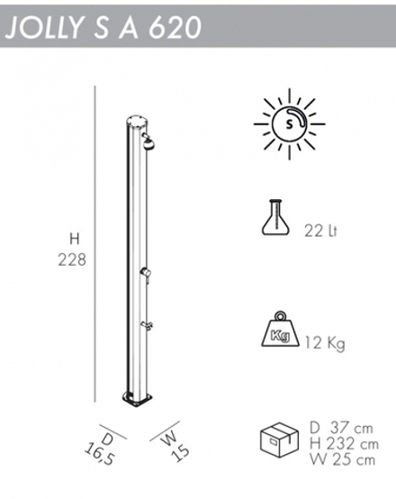 Душ солнечный Arkema Jolly S A 620, антрацит