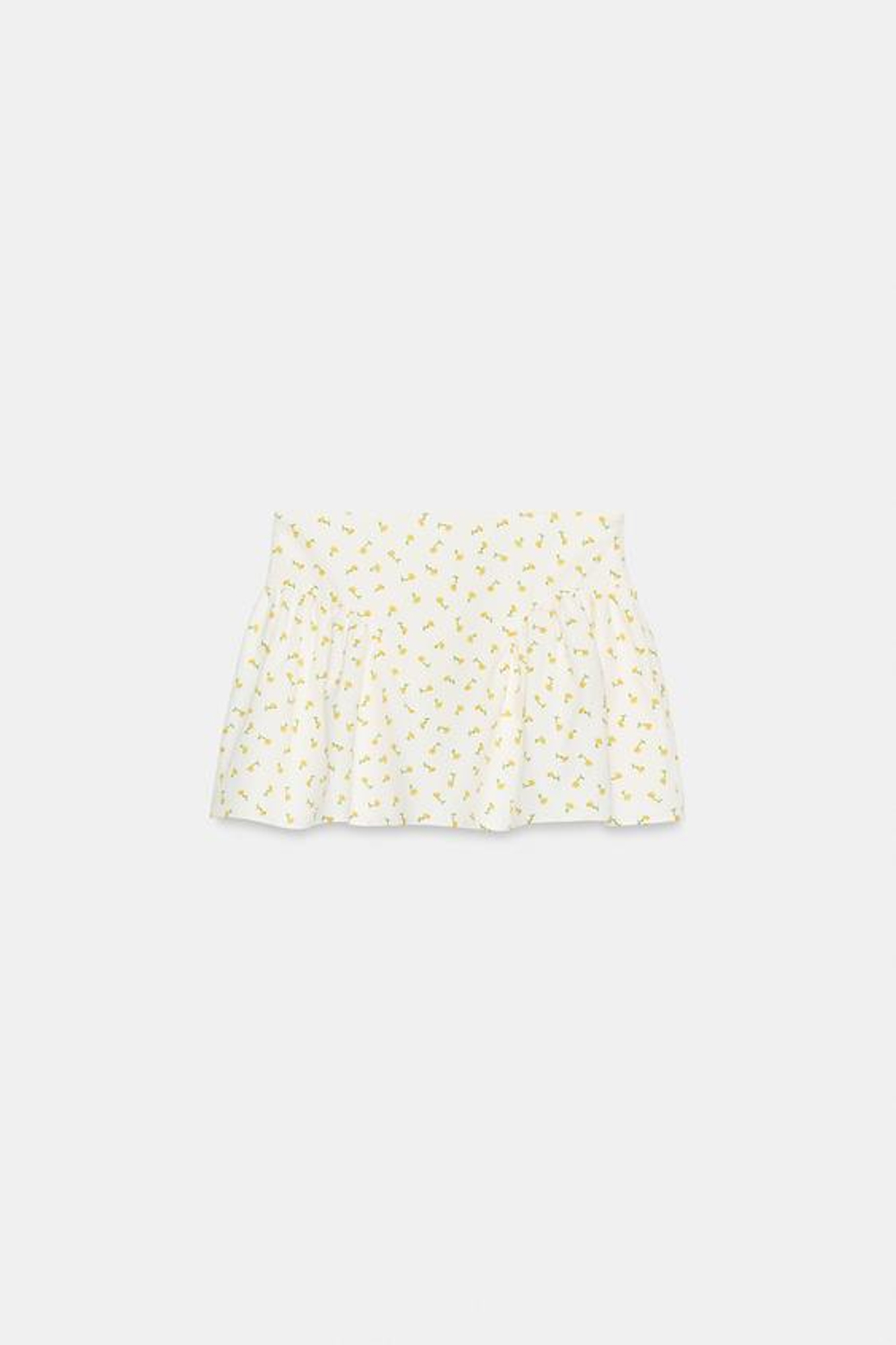 ZARA МИНИ-ЮБКА ИЗ ПОПЛИНА С ЦВЕТОЧНЫМ ПРИНТОМ, ЭКРЮ/ЖЕЛТЫЙ