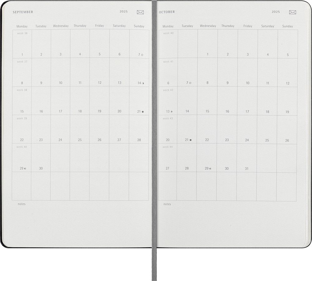 Еженедельник на 2025 год Moleskine Smart (SMDHB12WN3) 13x21см твердая обложка черный