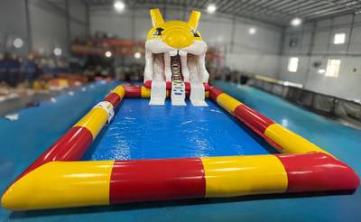 Надувная водная горка с бассейном «Бельчонок», 12*6,5*4,5 м