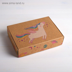 Коробка складная крафтовая «Единорог», 21 × 15 × 5 см 4789093