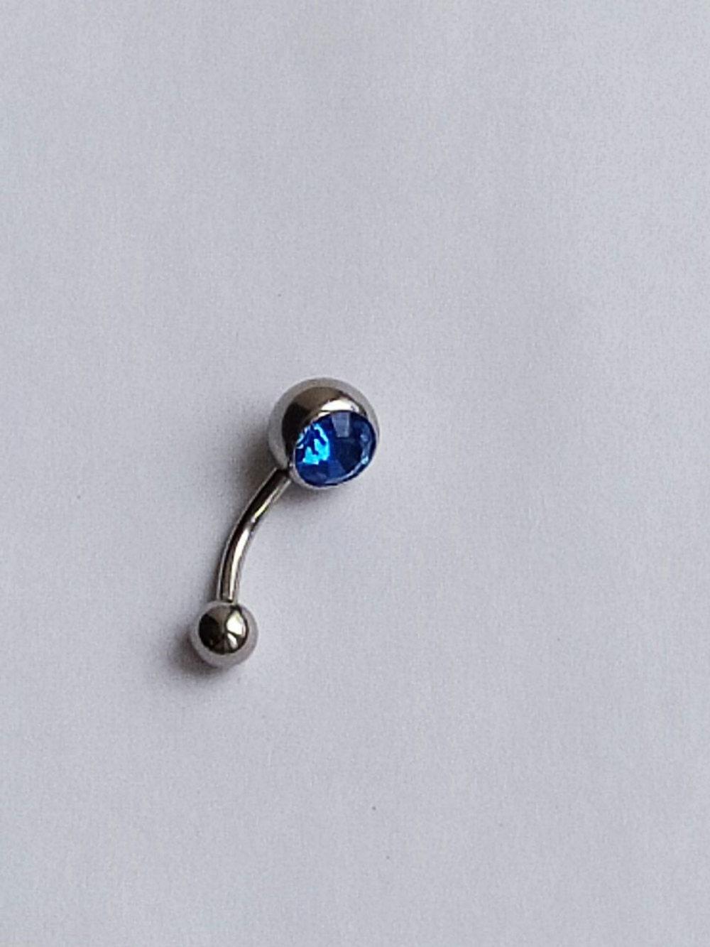 Банан для пупка, 1,6 х 10 мм, с камнем, синий