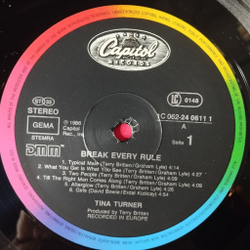 Винтажная виниловая пластинка LP Tina Turner Break Every Rule (Germany 1986) Overnight Sensation