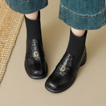 XIAOAJUE Sheepskin Ankle Boots 5cm Women"s