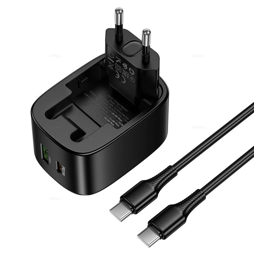Складное зарядное устройство на Type-C Hoco CS101A PD20W+QC3.0 (black)