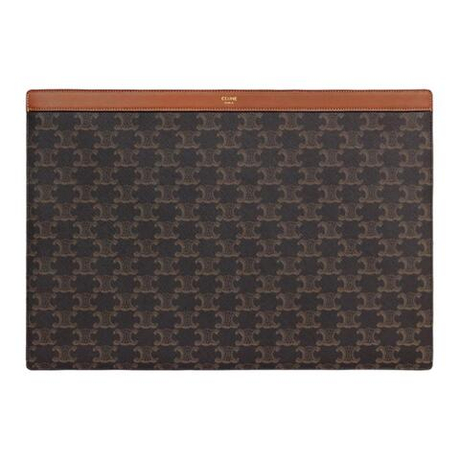 CELINE Triomphe Canvas With Calfskin Laptop Storage Bag Protective Cover Laptop Bag Men"s Black