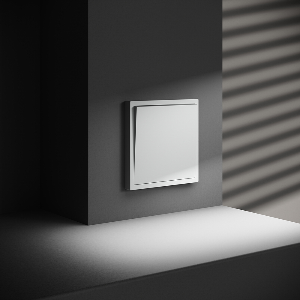 Перекрестный переключатель встраиваемый VOLTUM S70 одноклавишный 10А, (белый матовый)